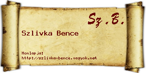 Szlivka Bence névjegykártya