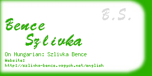 bence szlivka business card